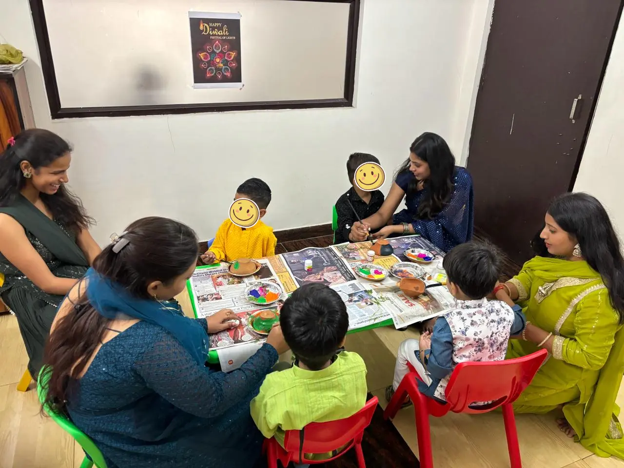 Kids painting together